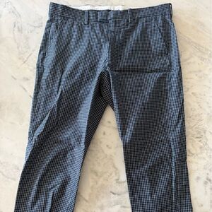 H&M Men’s Navy and White Checkered Slim Pants